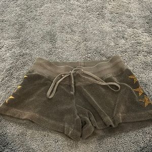 Army green with gold star hard tail Terry shorts